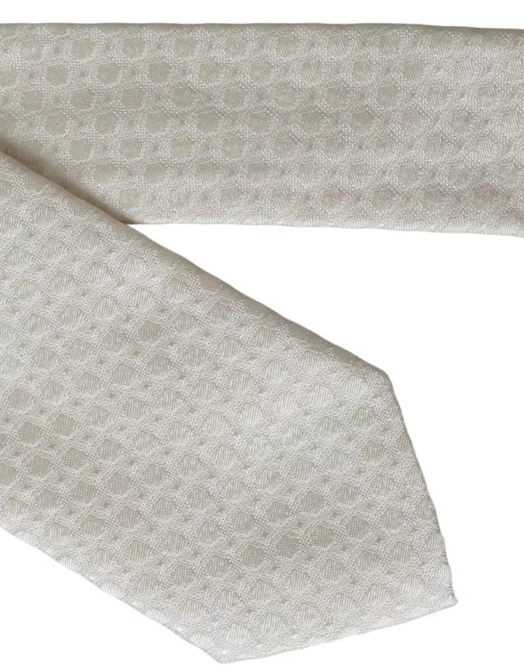 - Off White Silk Adjustable Necktie Men Tie