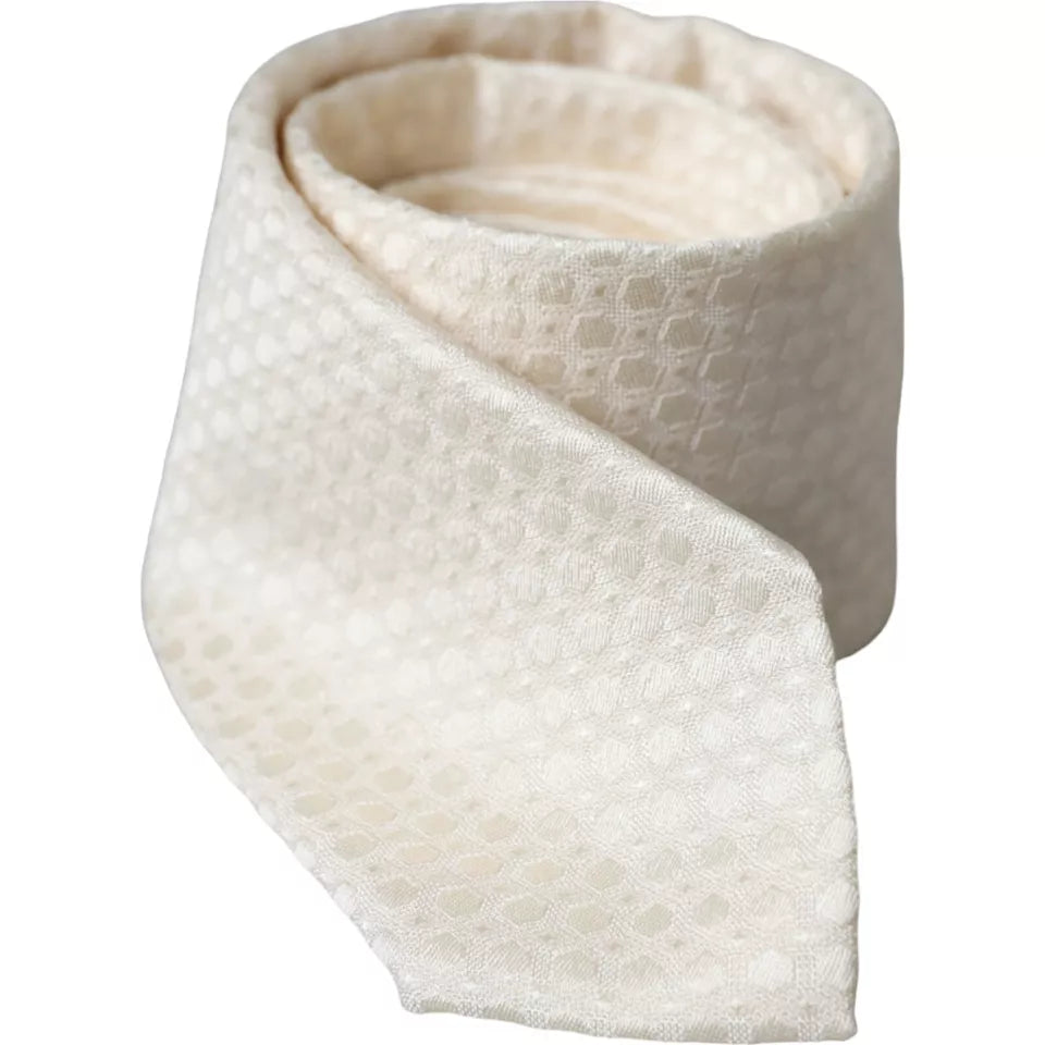 - Off White Silk Adjustable Necktie Men Tie