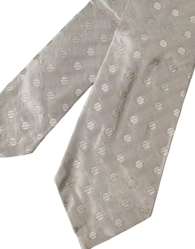 - Beige Dotted Silk Classic Adjustable Men Tie