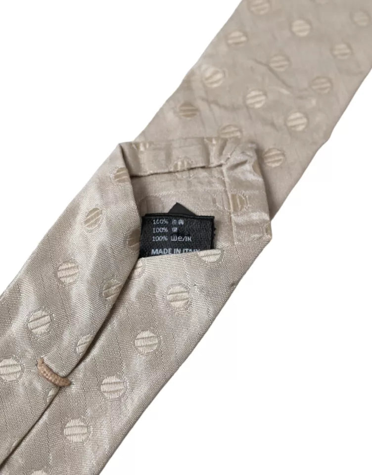 - Beige Dotted Silk Classic Adjustable Men Tie