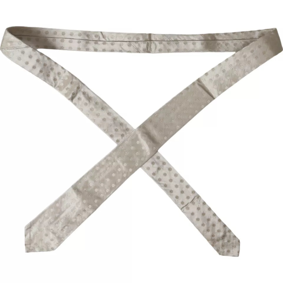 - Beige Dotted Silk Classic Adjustable Men Tie