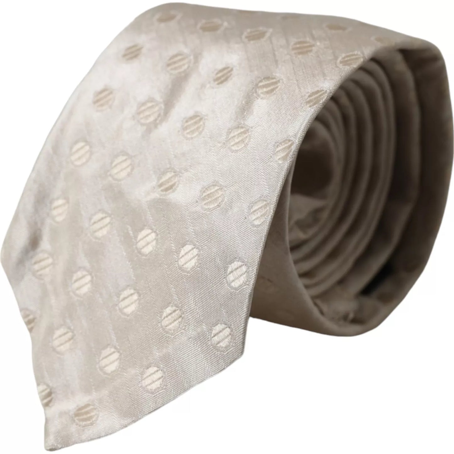 - Beige Dotted Silk Classic Adjustable Men Tie