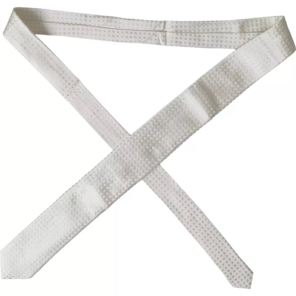- White Dotted Silk Classic Adjustable Men Tie