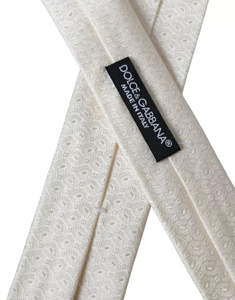 - Off White Patterned Silk Adjustable Men Tie