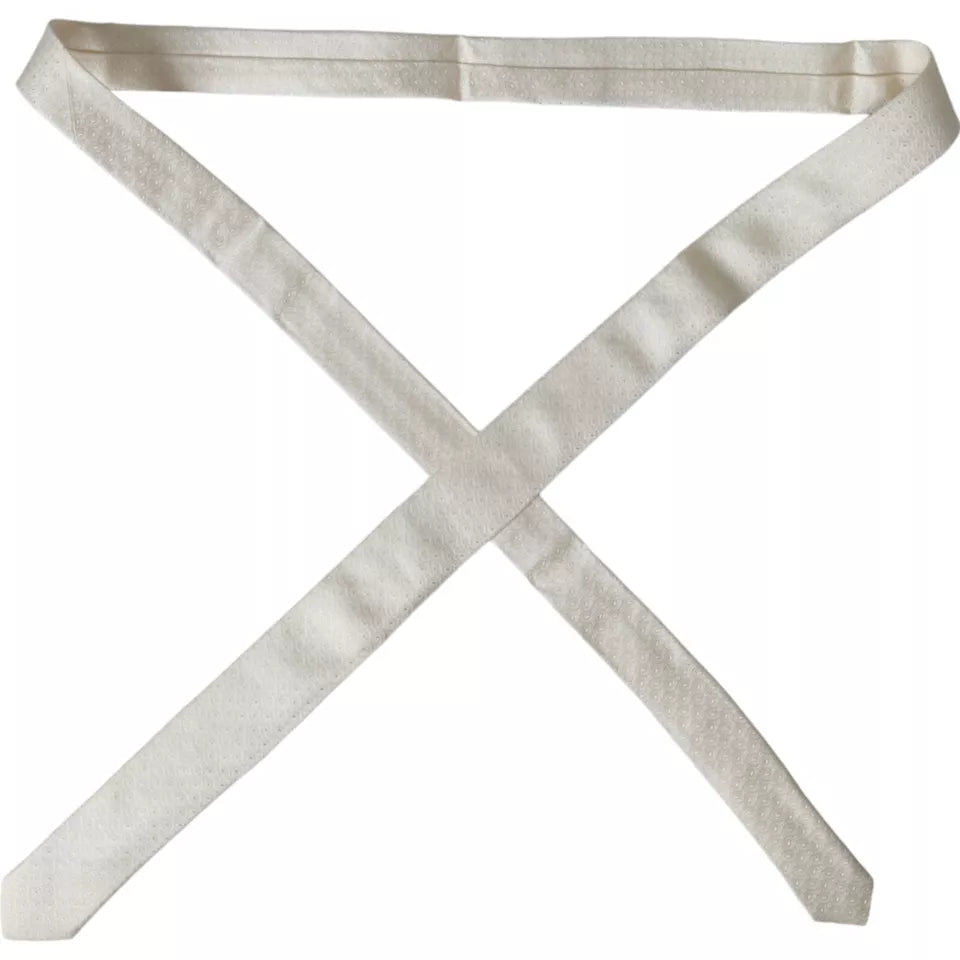 - Off White Patterned Silk Adjustable Men Tie