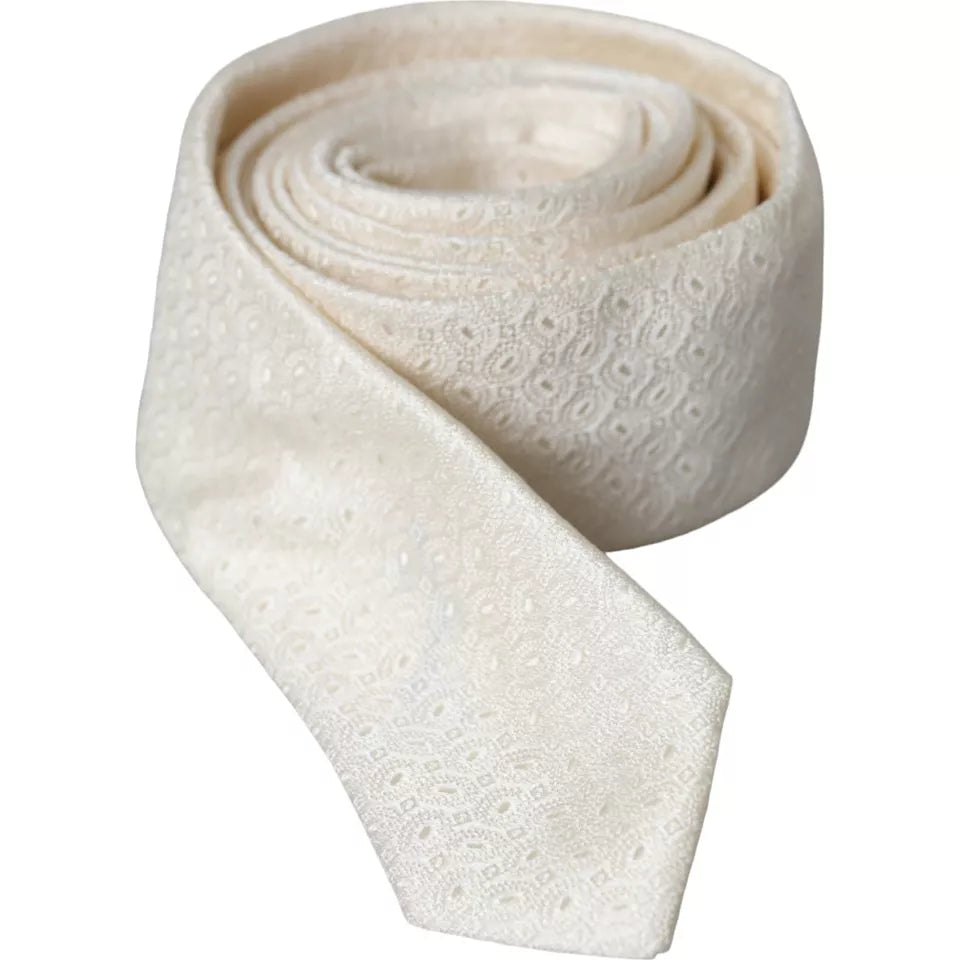 - Off White Patterned Silk Adjustable Men Tie