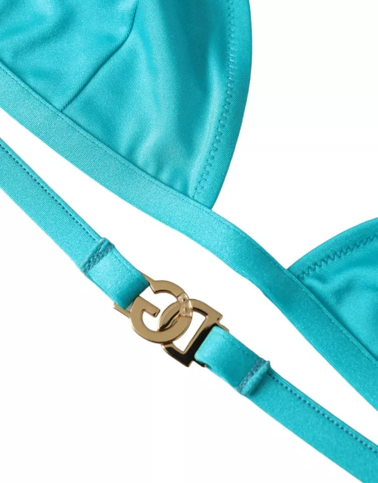 - Blue Green Halter DG Logo Swimwear Beachwear Bikini Top