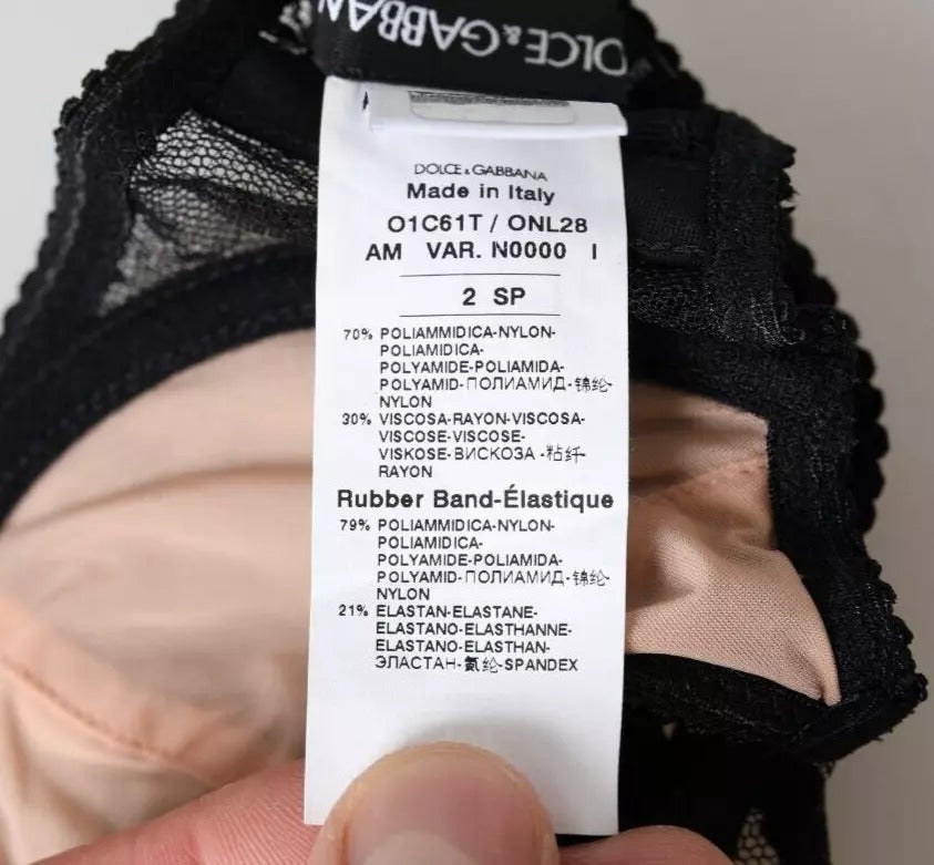 - Black Floral Lace Nylon Balconcino Bra Underwear