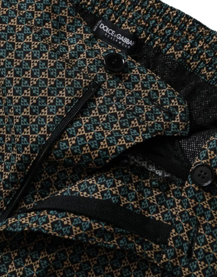 - Brown Patterned Beachwear Swim Shorts Swimwear