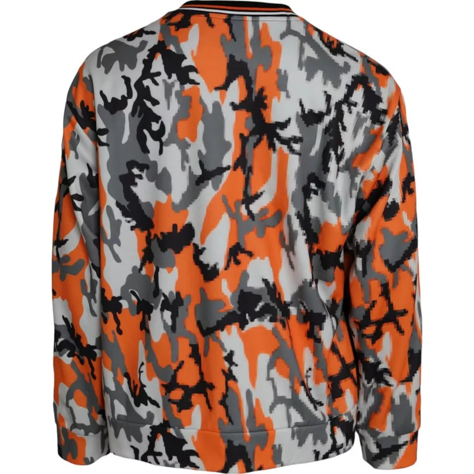 - Multicolor Camouflage Crew Neck Pullover Sweater