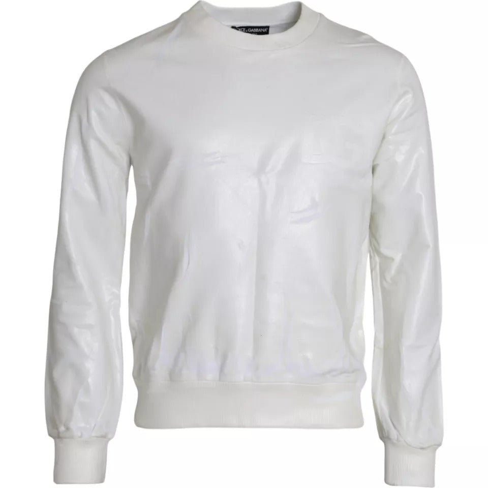 - White Cotton Crew Neck Sweatshirt Sweater