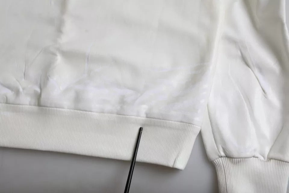 - White Cotton Crew Neck Sweatshirt Sweater
