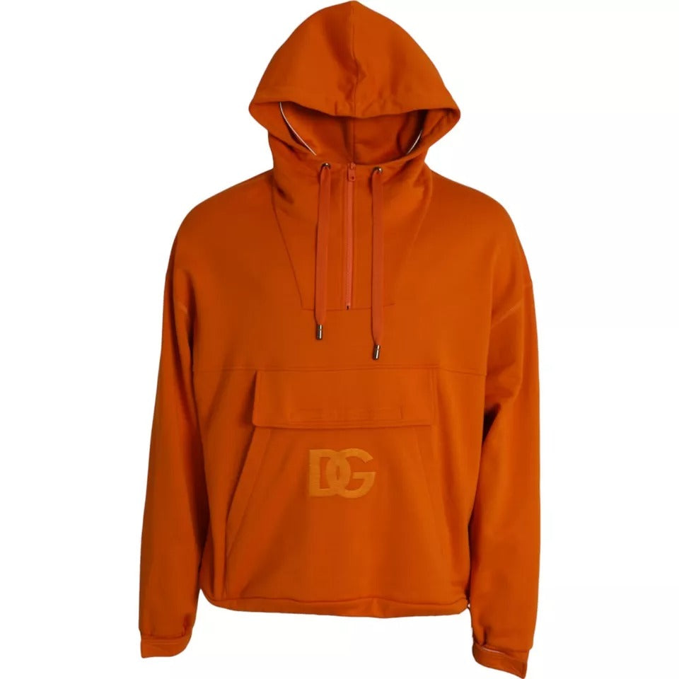 - Orange Hooded Pullover Sweatshirt Sweater