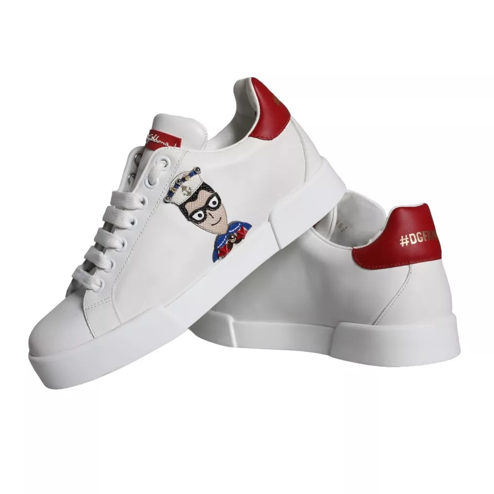 - White Patch Calfskin Nappa Portofino Sneakers Shoes