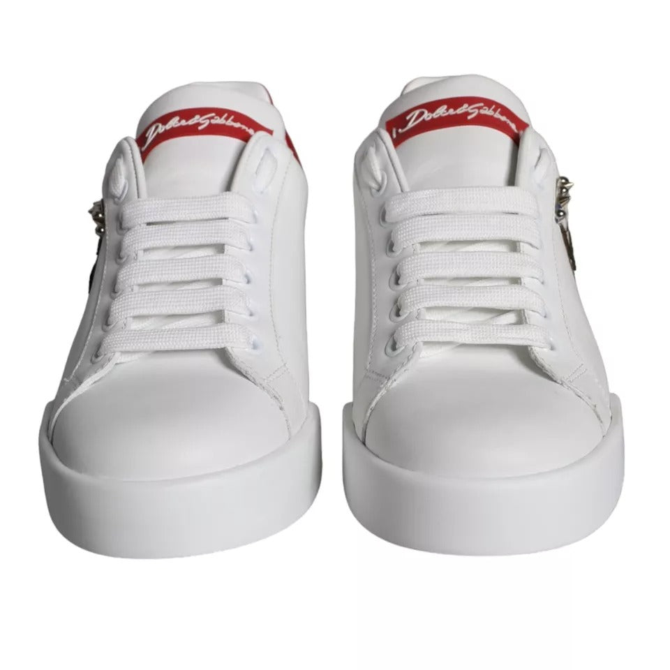 - White Patch Calfskin Nappa Portofino Sneakers Shoes