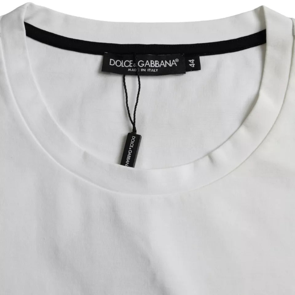- White Red Lips Print Cotton Men T-shirt