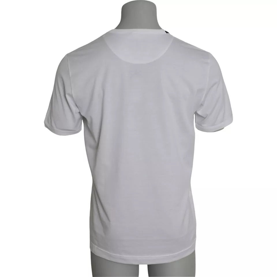 - White Cotton Round Neck Short Sleeves T-shirt