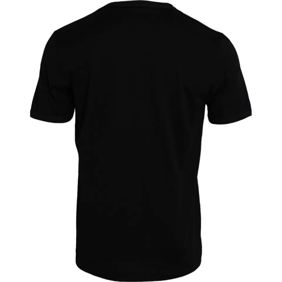 - Black Cotton Round Neck Short Sleeves Men T-shirt