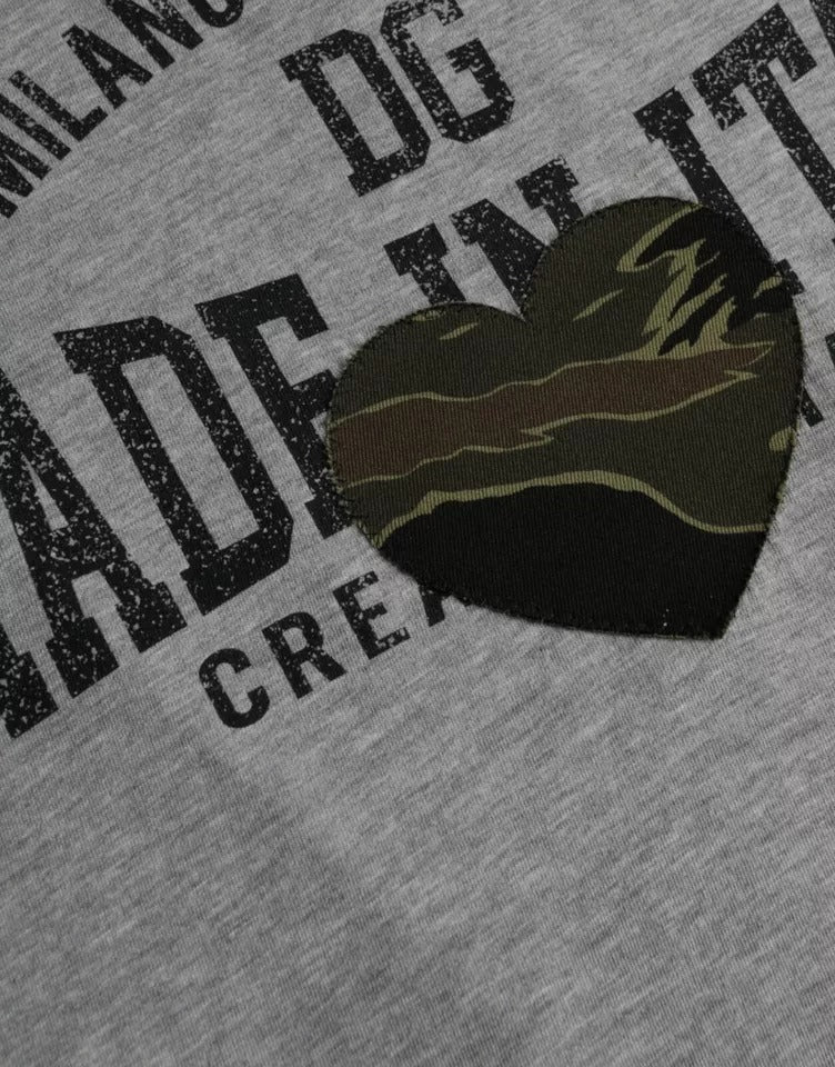 - Gray Graphic Print Cotton Round Neck T-shirt
