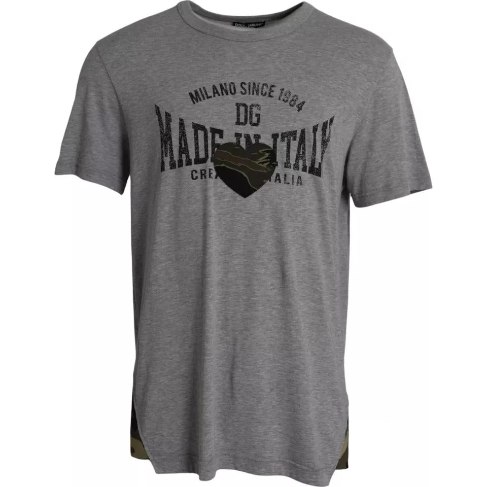 - Gray Graphic Print Cotton Round Neck T-shirt