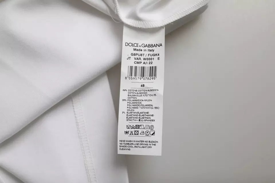 Dolce & Gabbana White Cotton Round Neck Short Sleeve T-Shirt