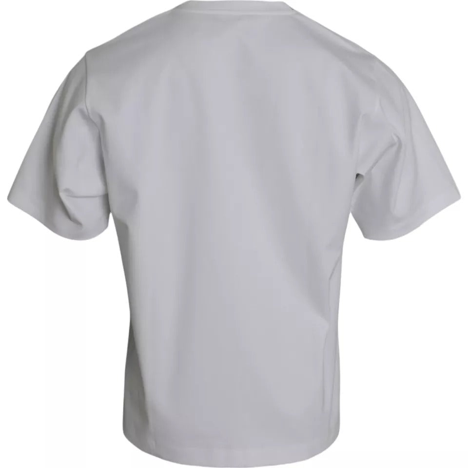 Dolce & Gabbana White Cotton Round Neck Short Sleeve T-Shirt