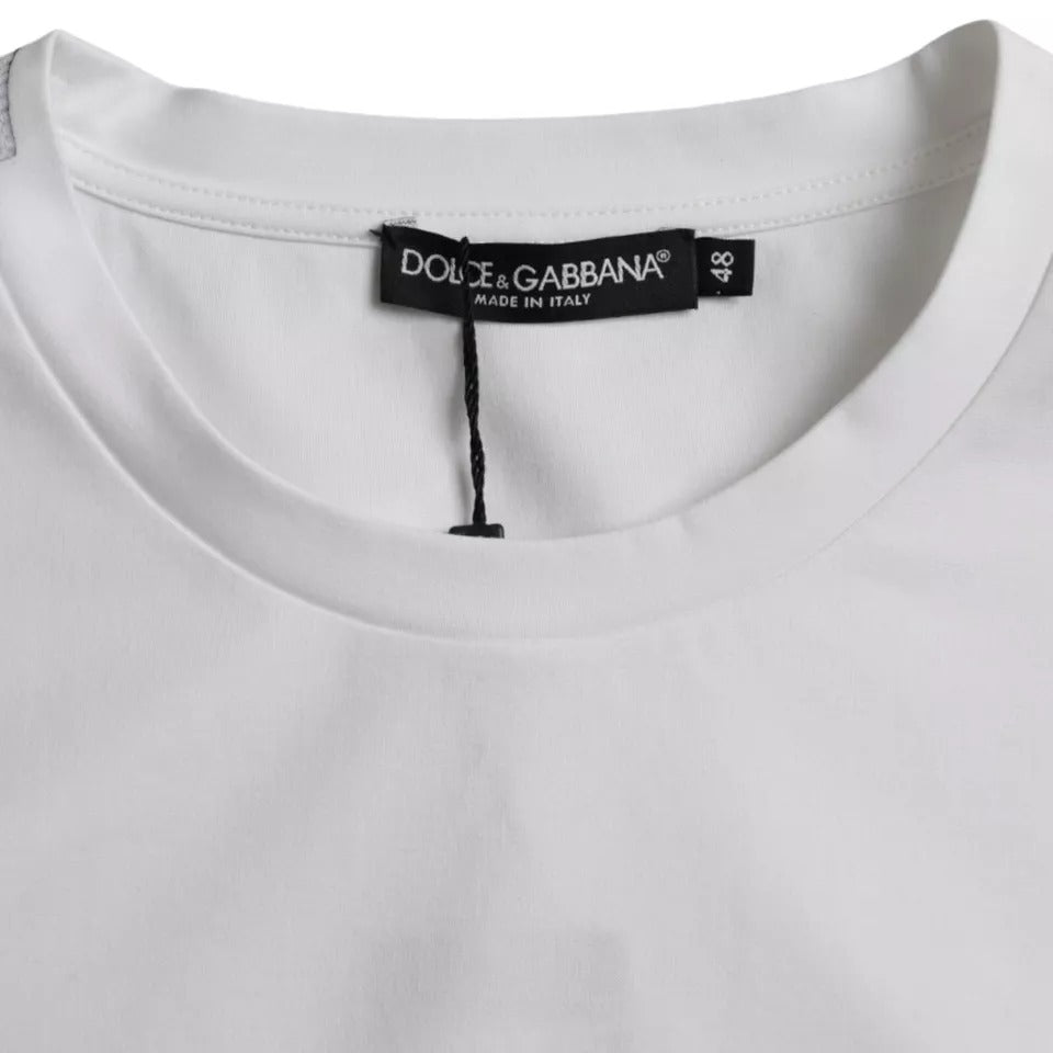 Dolce & Gabbana White Cotton Round Neck Short Sleeve T-Shirt