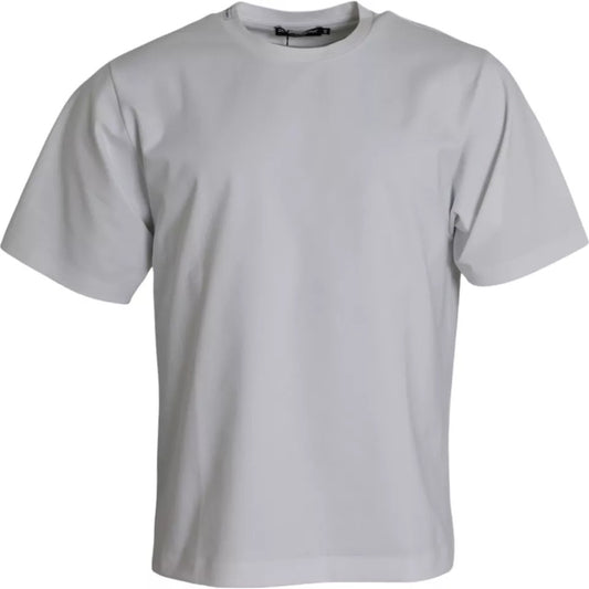 Dolce & Gabbana White Cotton Round Neck Short Sleeve T-Shirt