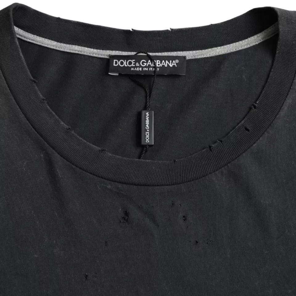 Black Graphic Printed Cotton Short Sleeves T-shirt - The Luxe Alliance