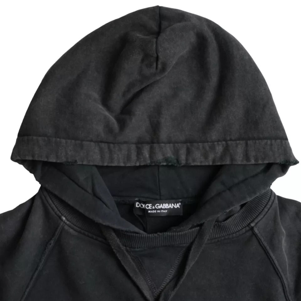 - Black Cotton Hooded Short Sleeves Cropped T-shirt
