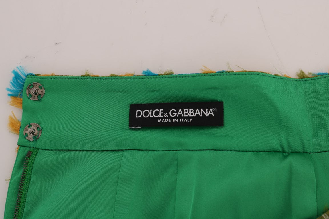 - Elegant Green Jacquard High Waist Skirt