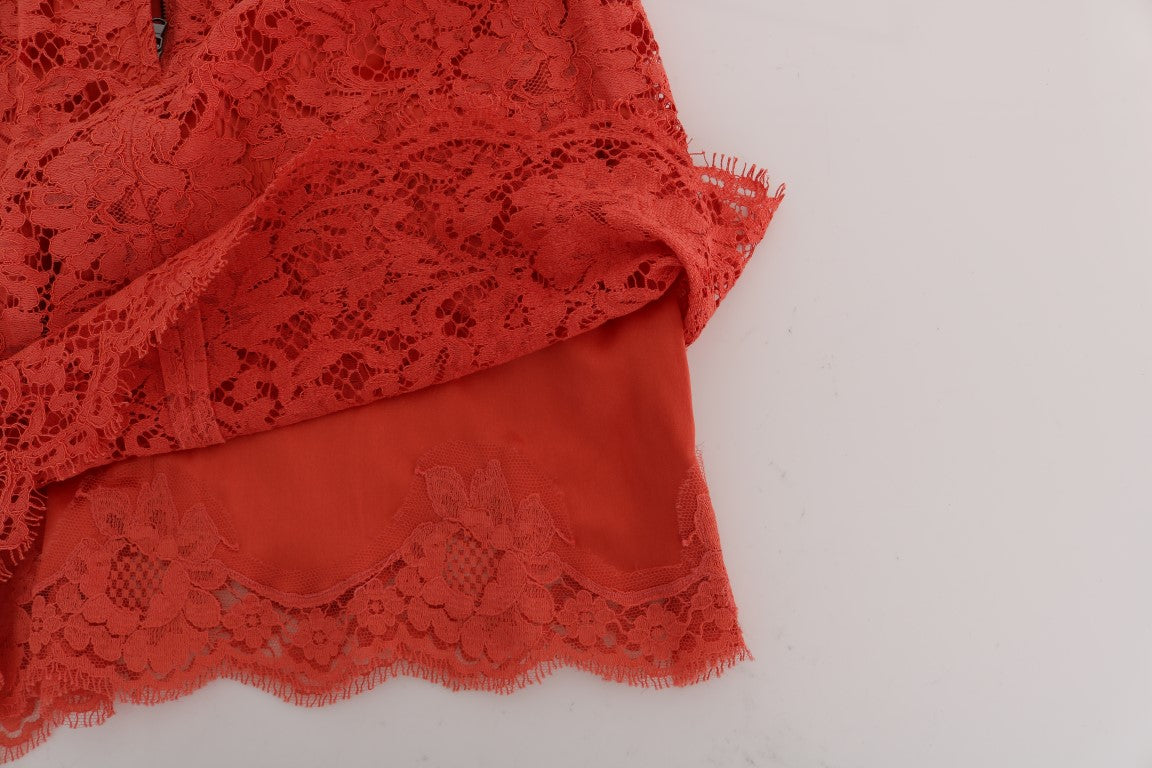 - Orange Macramé Lace Pencil Skirt