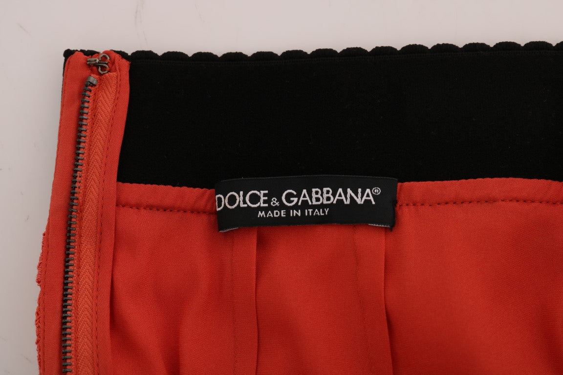 - Orange Macramé Lace Pencil Skirt