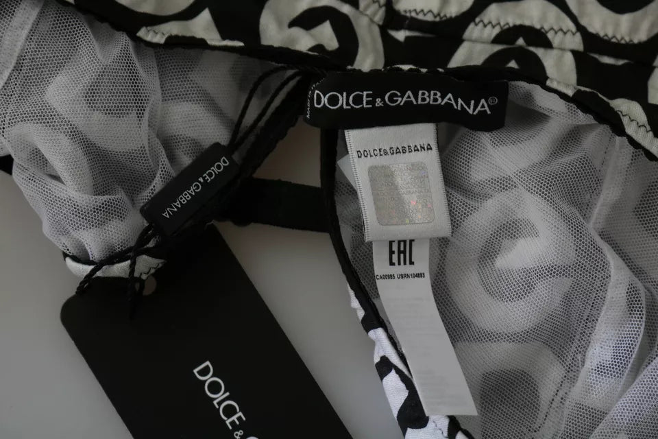 Black DG Mania Print Sleeveless Swimwear - The Luxe Alliance