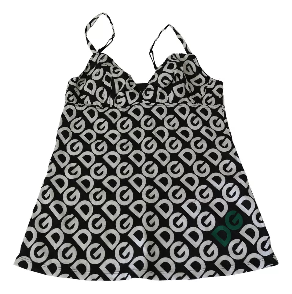 Black DG Mania Print Sleeveless Swimwear - The Luxe Alliance