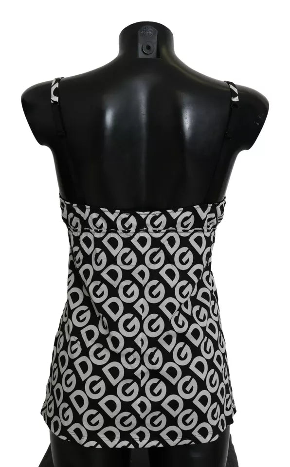 Black DG Mania Print Sleeveless Swimwear - The Luxe Alliance