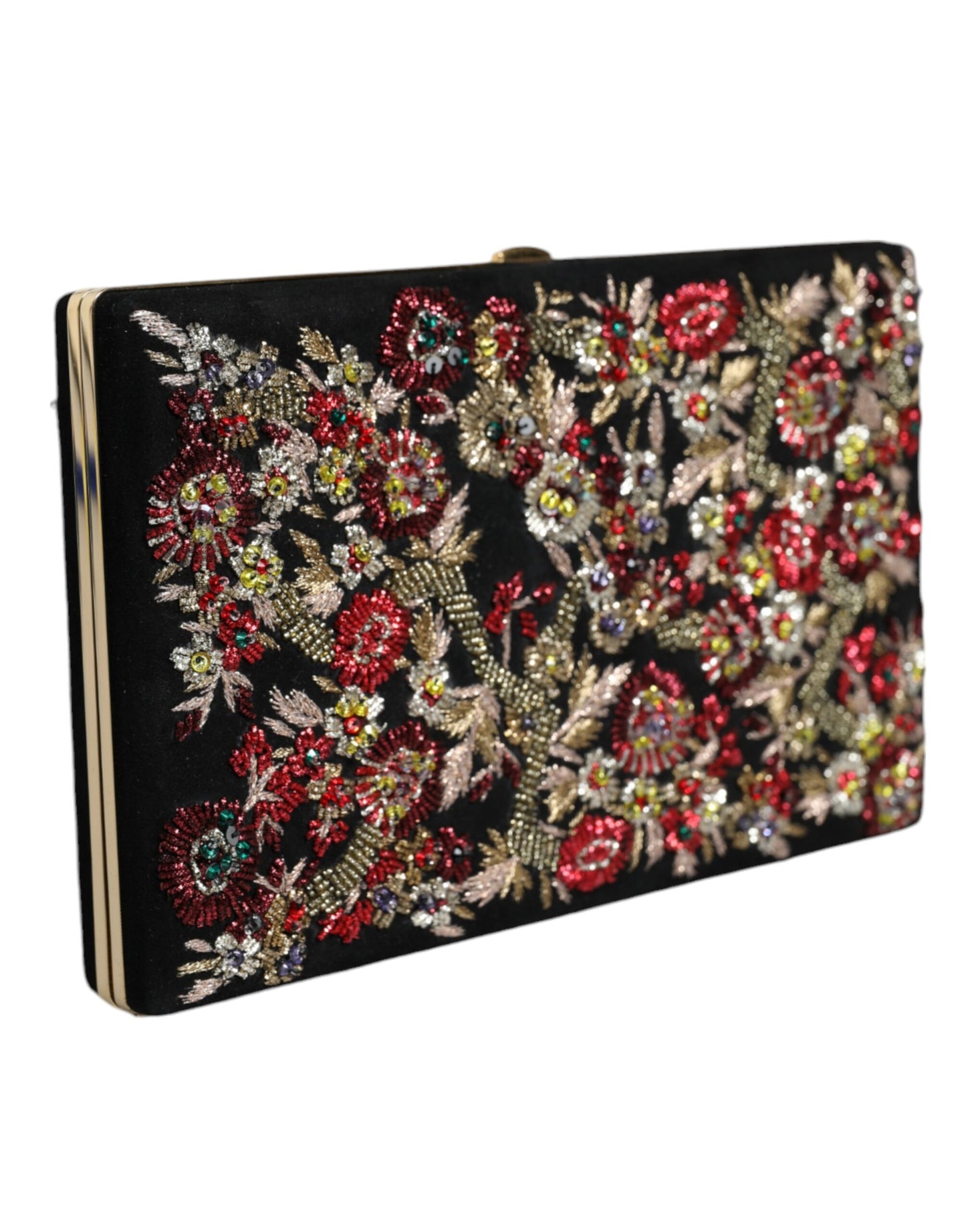 - Multicolor Floral Gold Frame Clutch Evening Purse Bag
