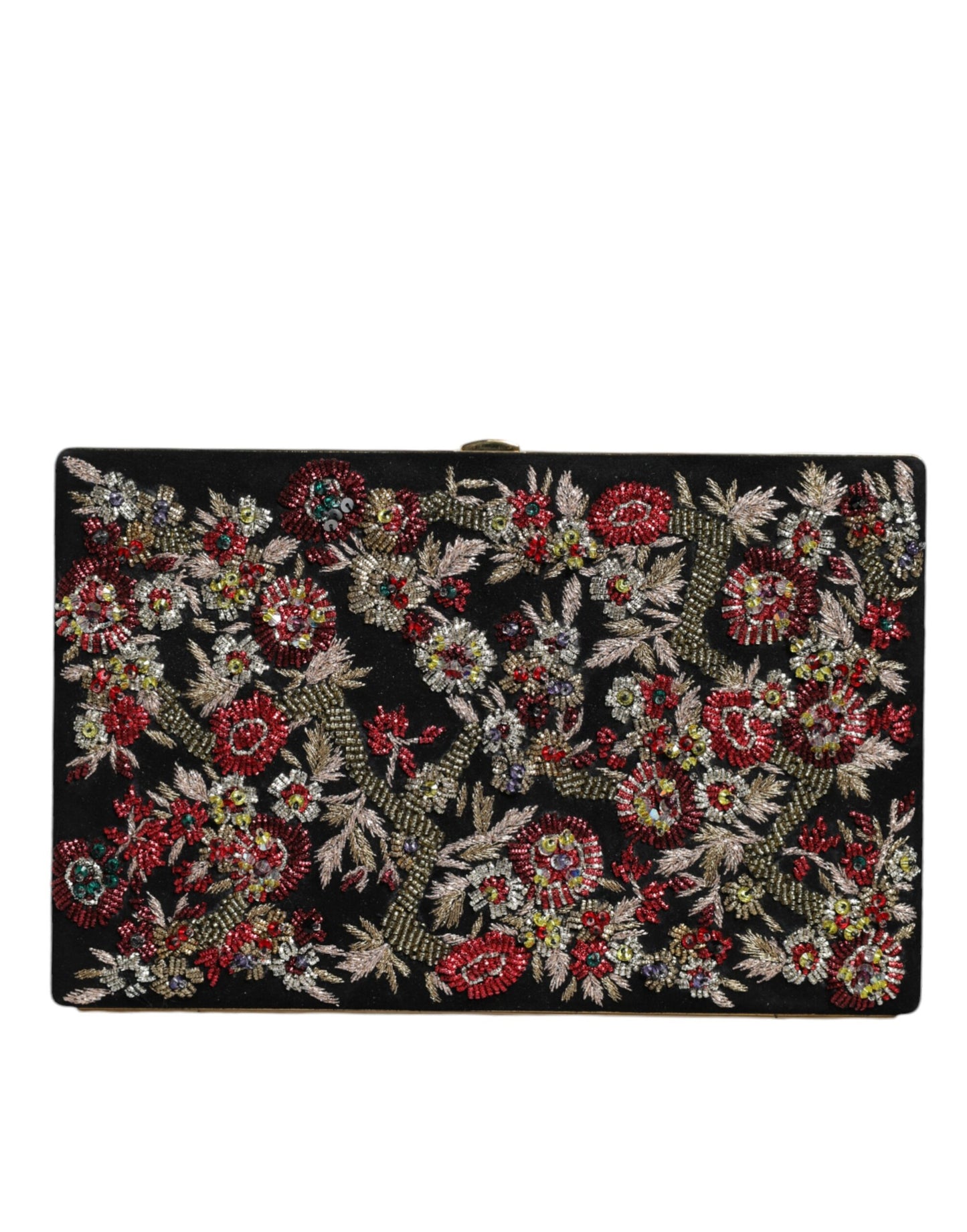 - Multicolor Floral Gold Frame Clutch Evening Purse Bag