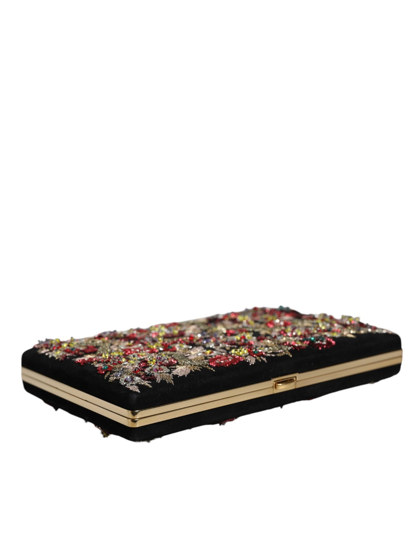 - Multicolor Floral Gold Frame Clutch Evening Purse Bag