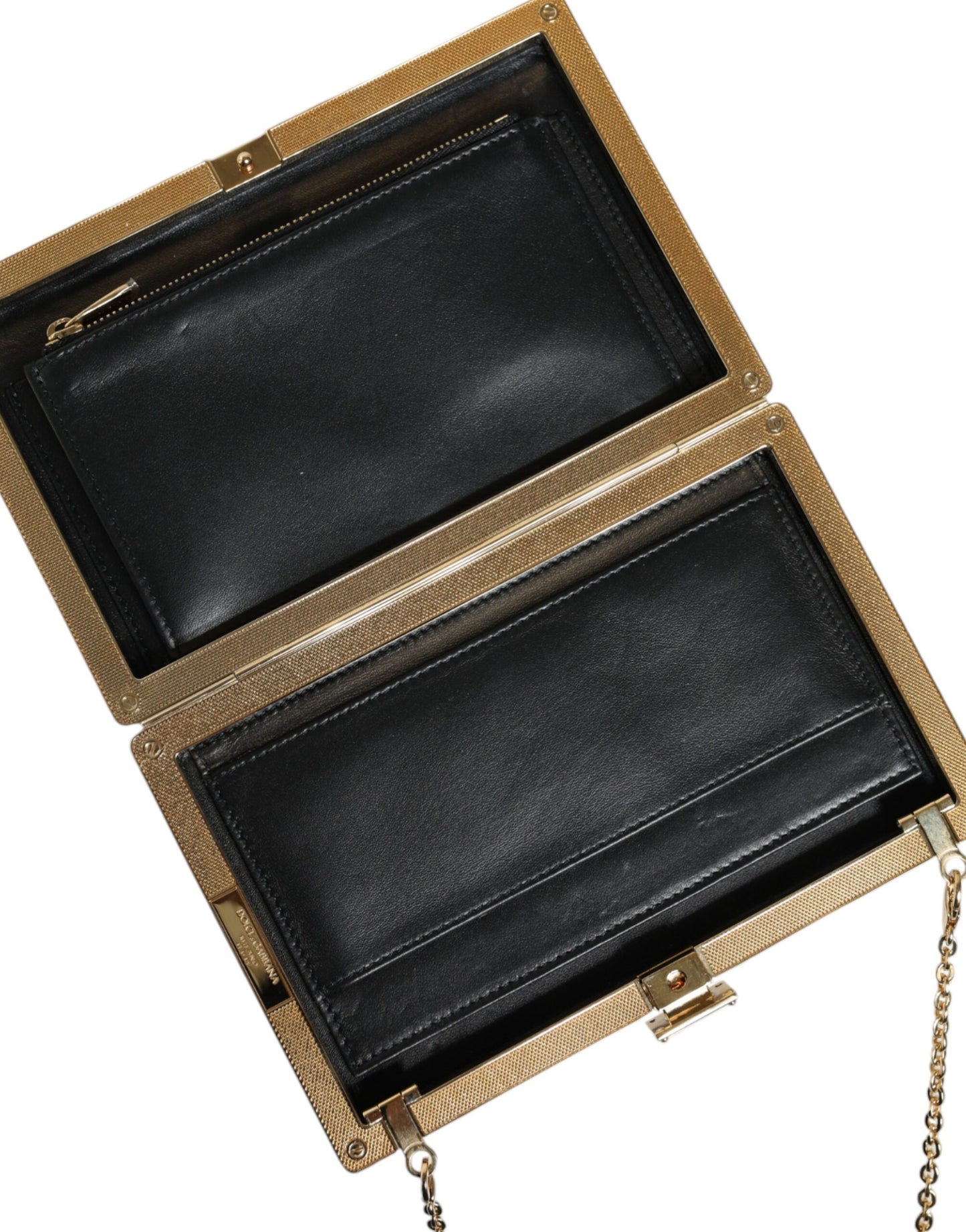 - Brown Leather Gold Frame Clutch Mini Crossbody Bag