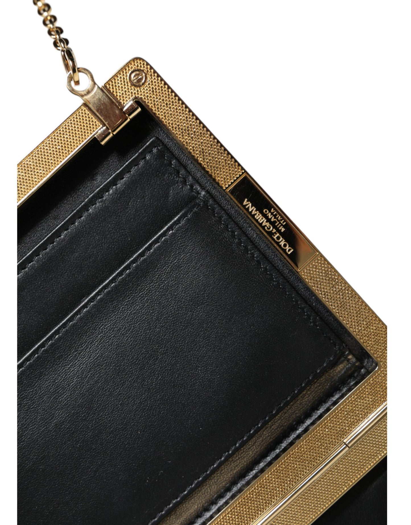 - Brown Leather Gold Frame Clutch Mini Crossbody Bag