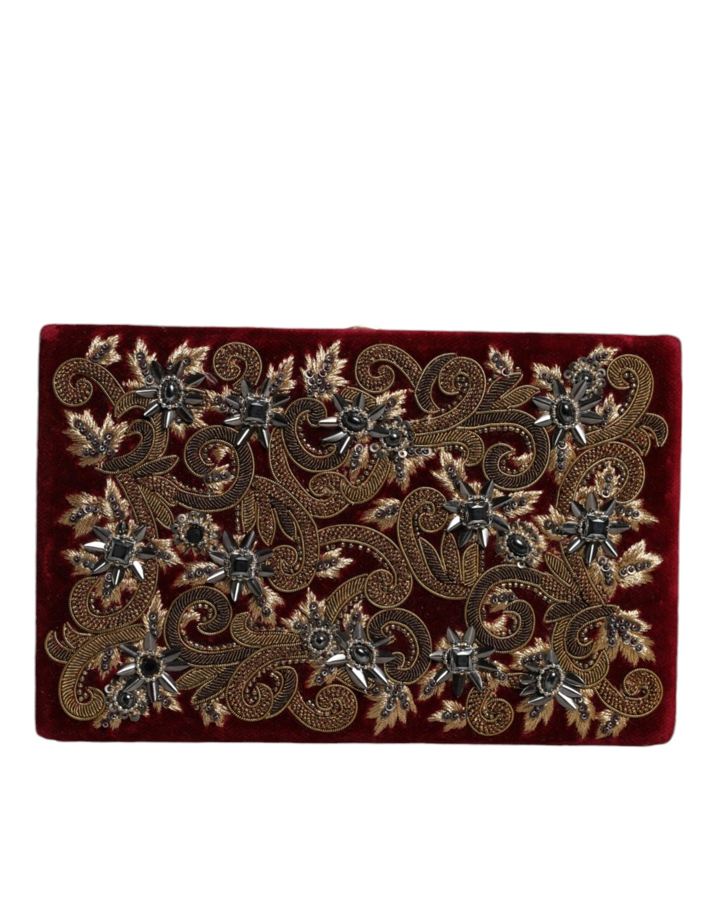 - Red Velvet Gold Frame Clutch Evening Party Purse Bag