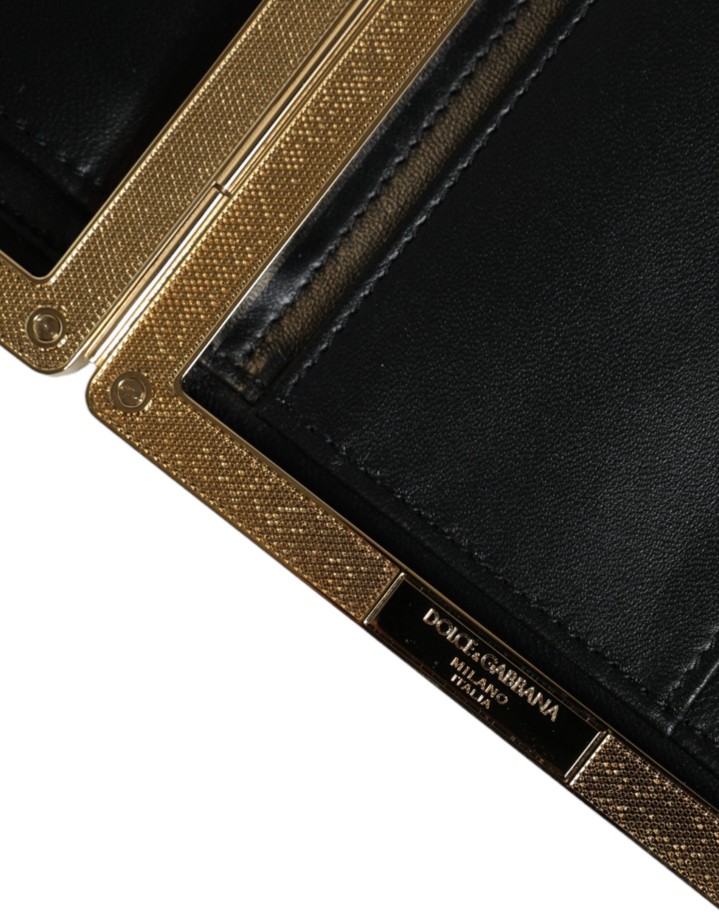 - White Leather Gold Frame Clutch Evening Party Purse Bag
