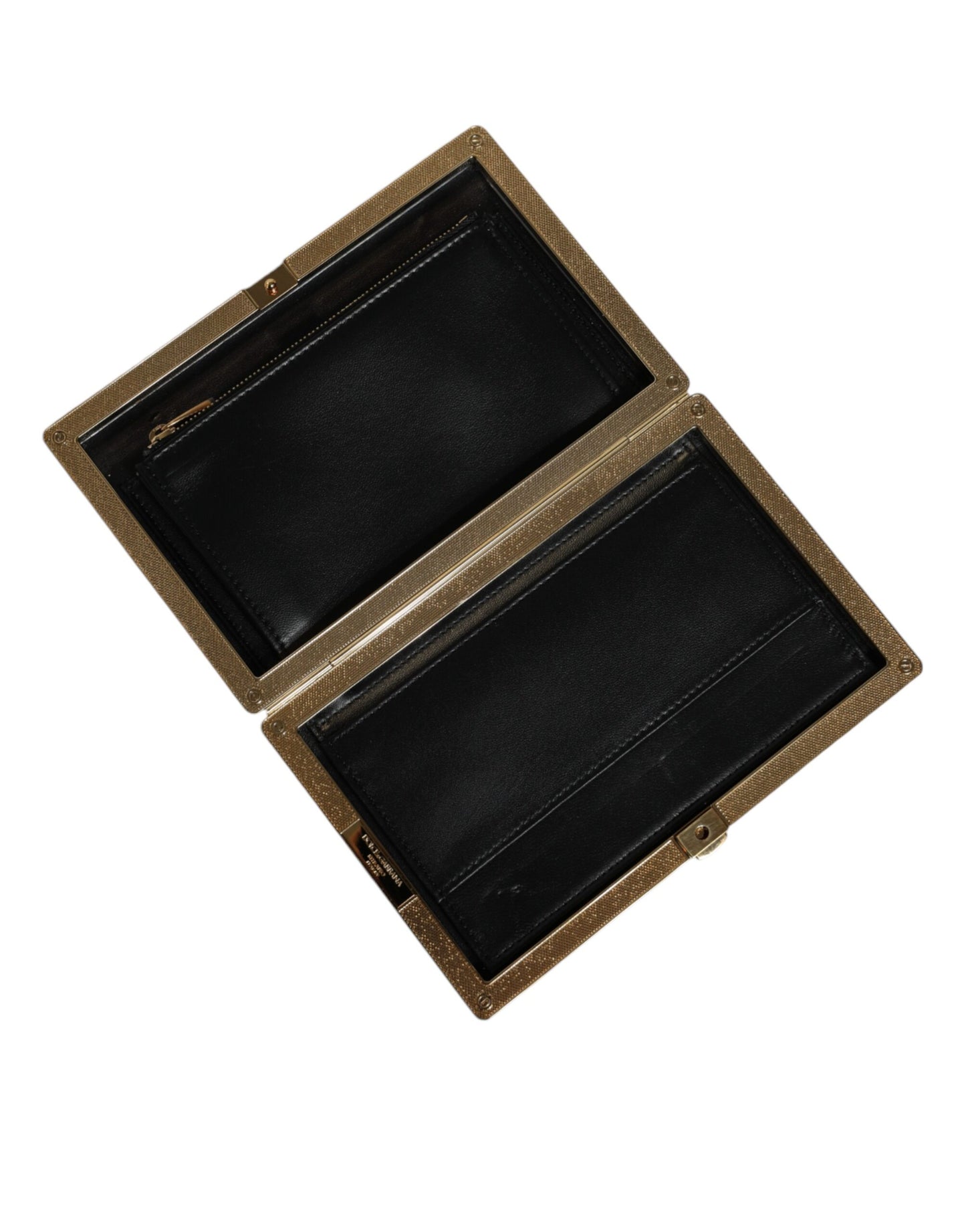 - White Leather Gold Frame Clutch Evening Party Purse Bag