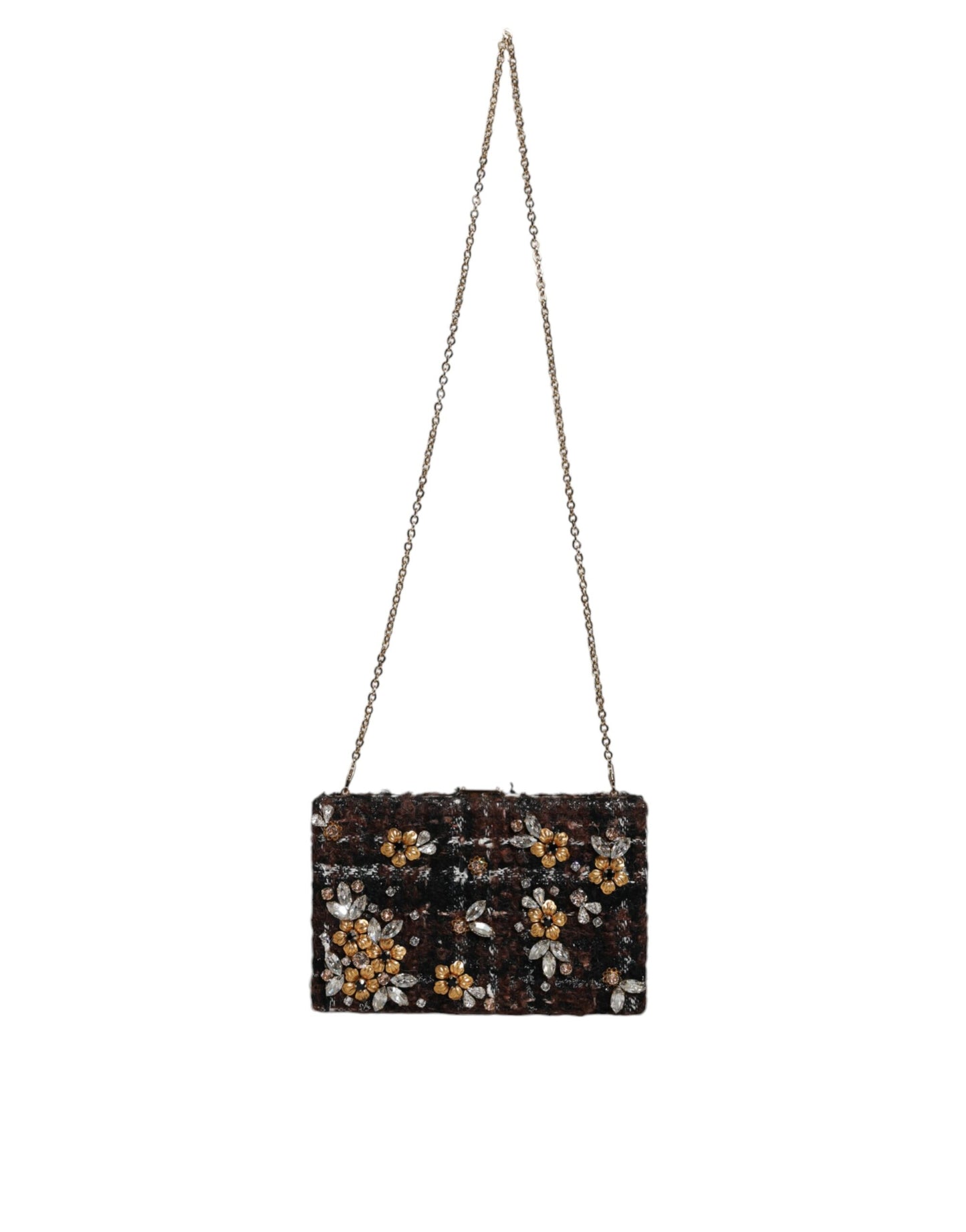 - Multicolor Tweed Floral Clutch Evening Party Purse CrossBody Bag