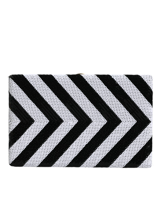 - Black White Gold Frame Clutch Evening Party Purse Bag