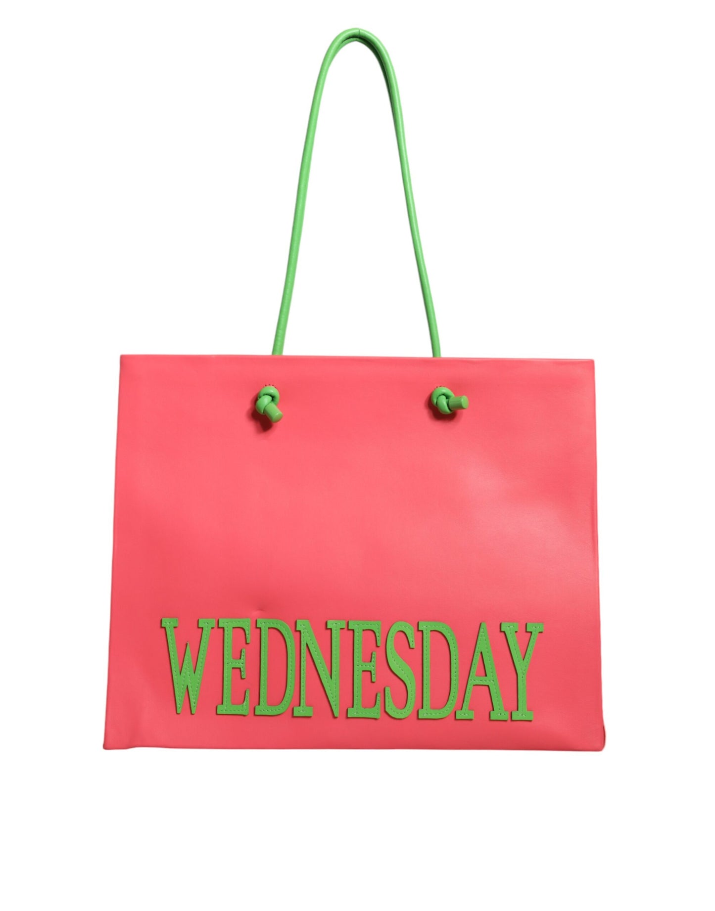 - Pink Leather Weekend Wednesday Shopping Tote Bag