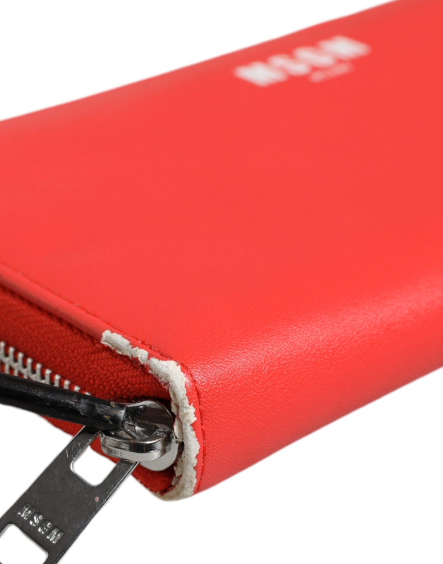 - Red Leather Continental Zip Around Card Holder Bifold Clutch Wallet