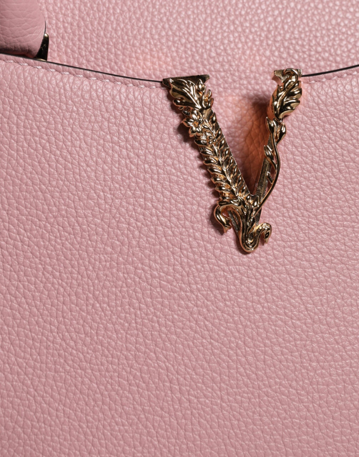 - Pink Small Top Handle Grainy Calf Leather Crossbody Bag
