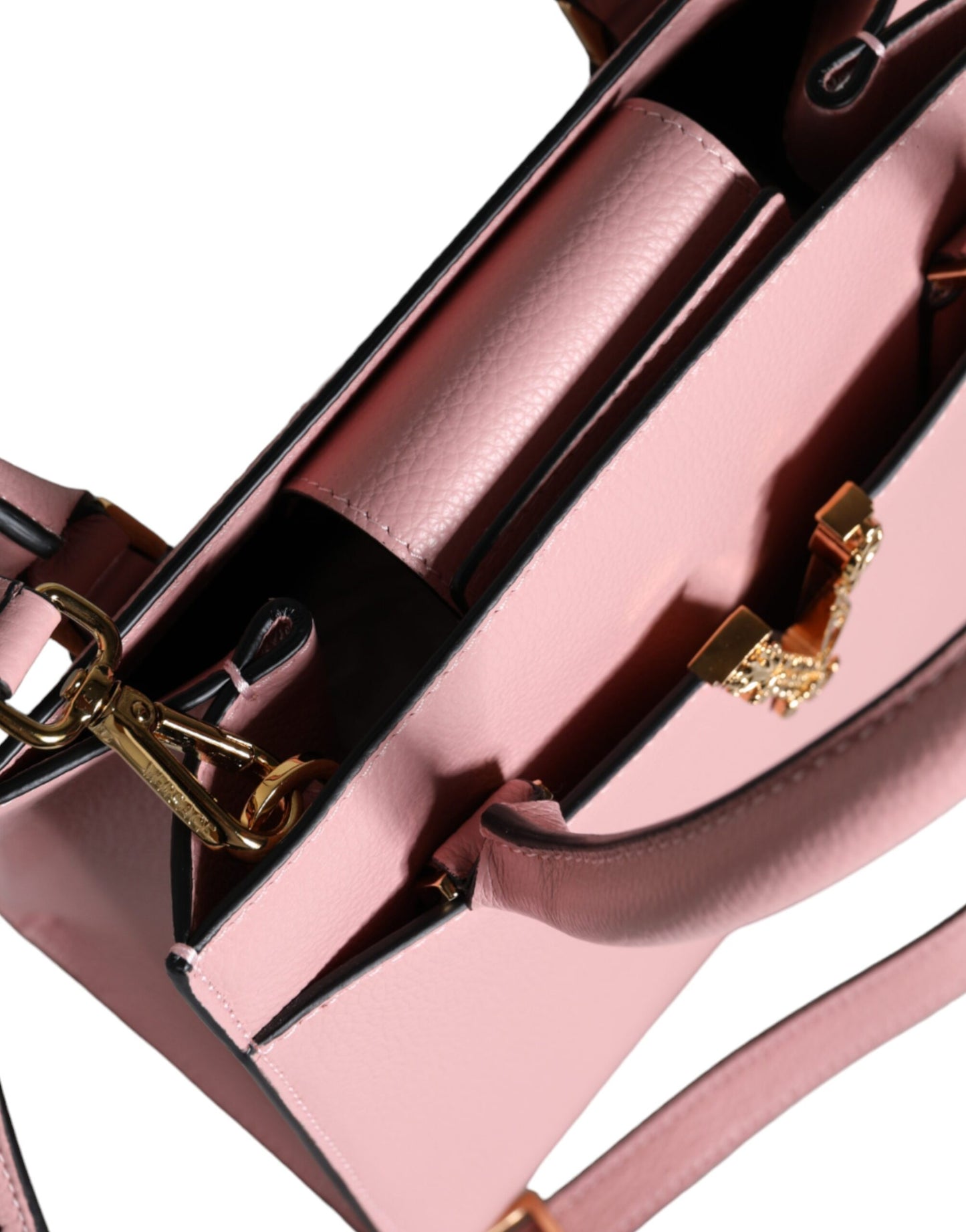 - Pink Small Top Handle Grainy Calf Leather Crossbody Bag